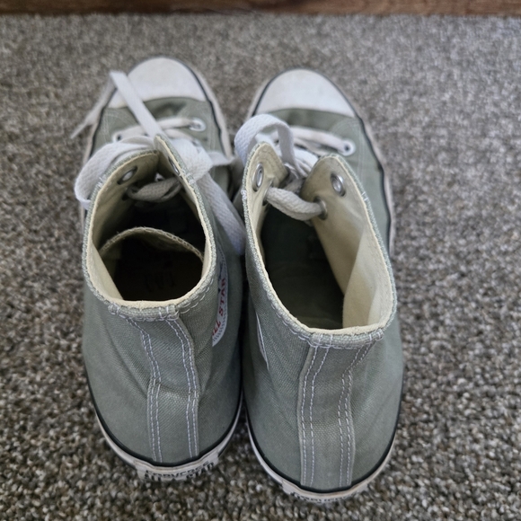 Women's Converse All Star Olive Green High Top Lace Up Sneaker Shoes size 10 - Picture 7 of 8